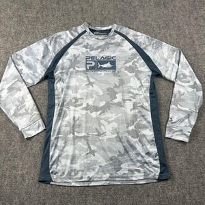 Pelagic VaporTek Shirt Mens Large Gray Camo Long Sleeve Fishing UPF 50+ Sun